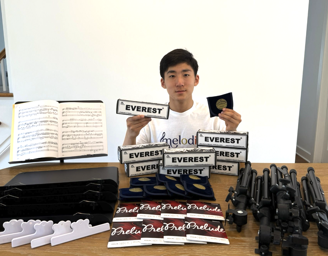 Soohan Cho sorting music supplies