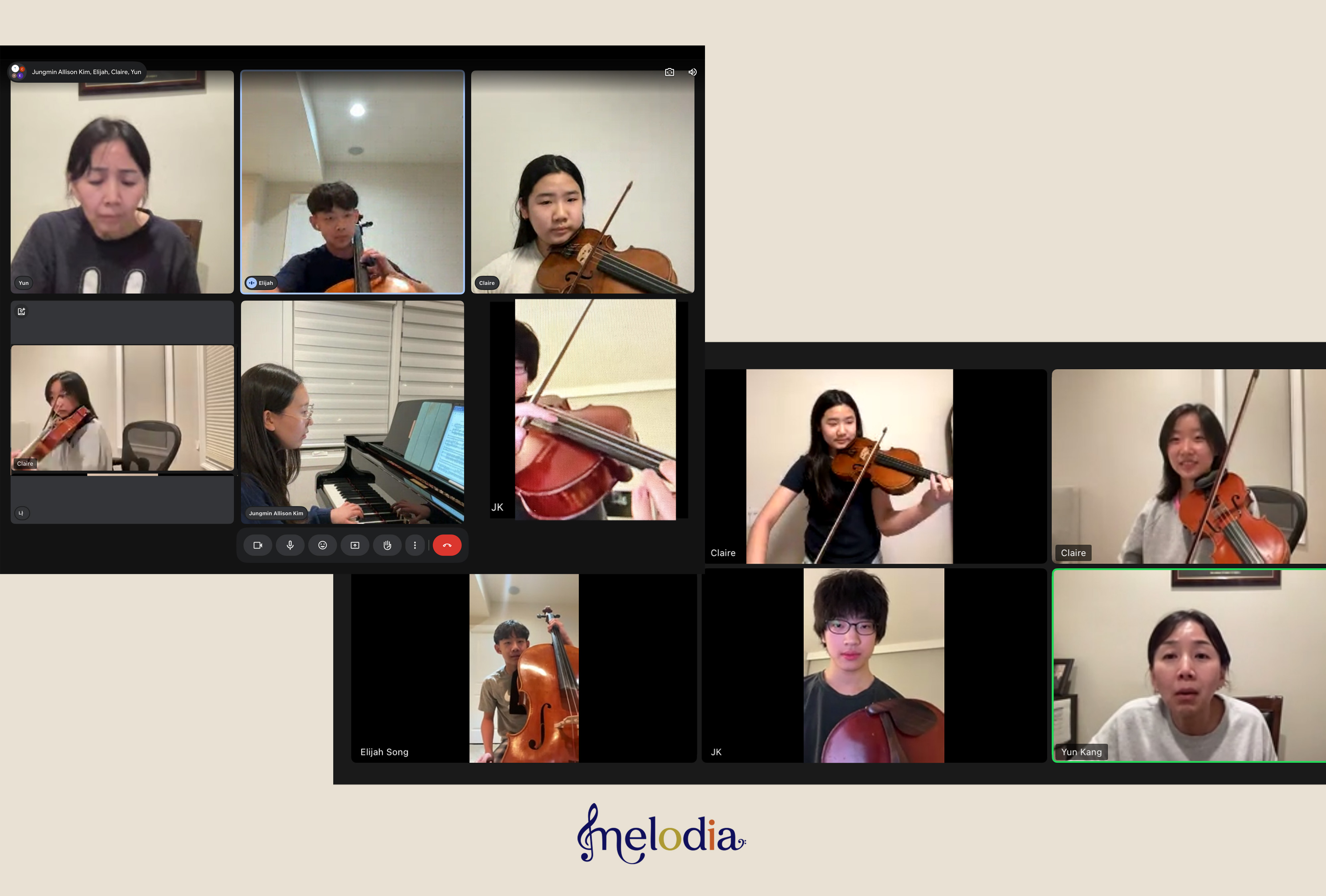 Melodia students rehearsing via Zoom