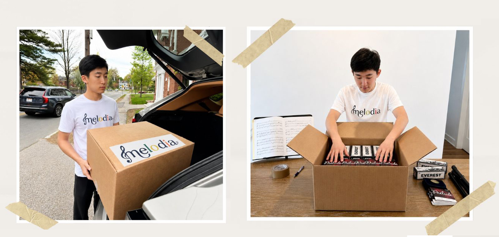 Soohan Cho organizing donation supplies for community outreach